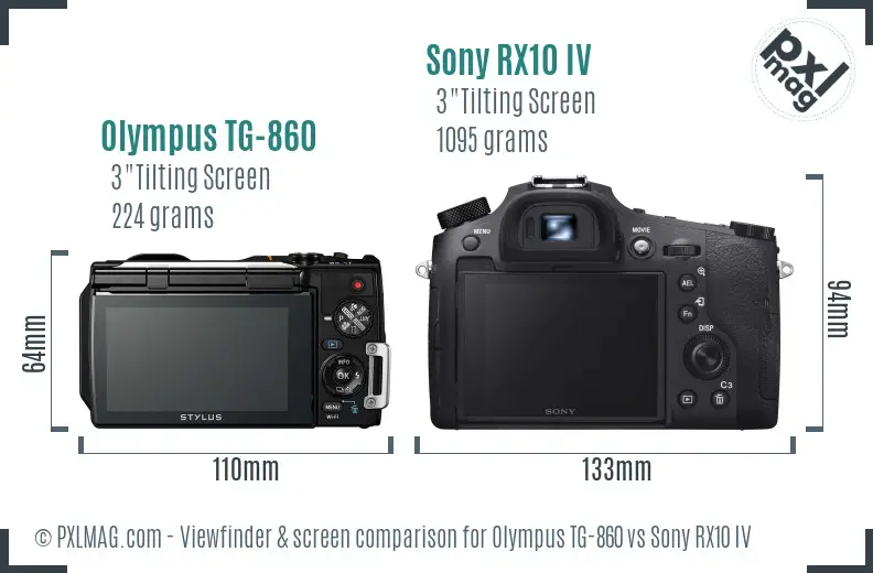 Olympus TG-860 vs Sony RX10 IV Screen and Viewfinder comparison
