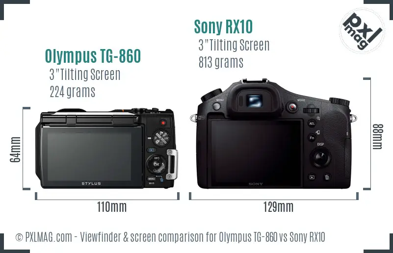 Olympus TG-860 vs Sony RX10 Screen and Viewfinder comparison