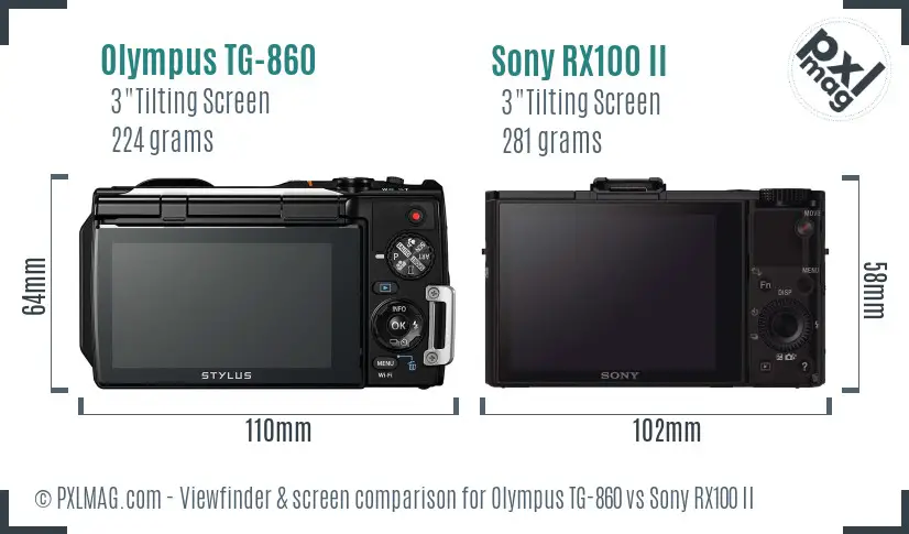 Olympus TG-860 vs Sony RX100 II Screen and Viewfinder comparison