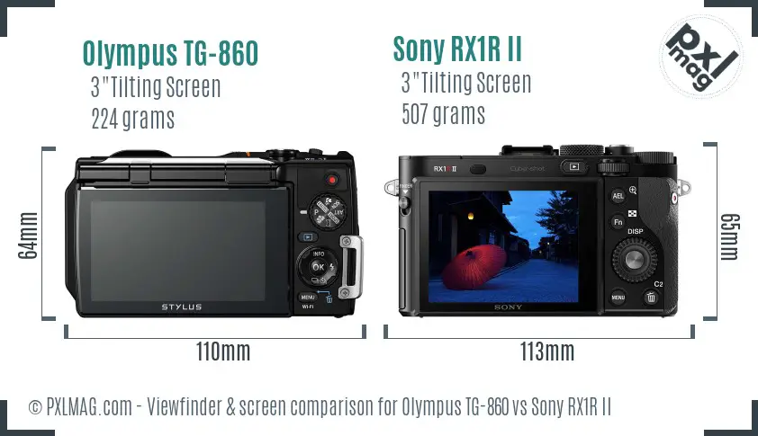 Olympus TG-860 vs Sony RX1R II Screen and Viewfinder comparison