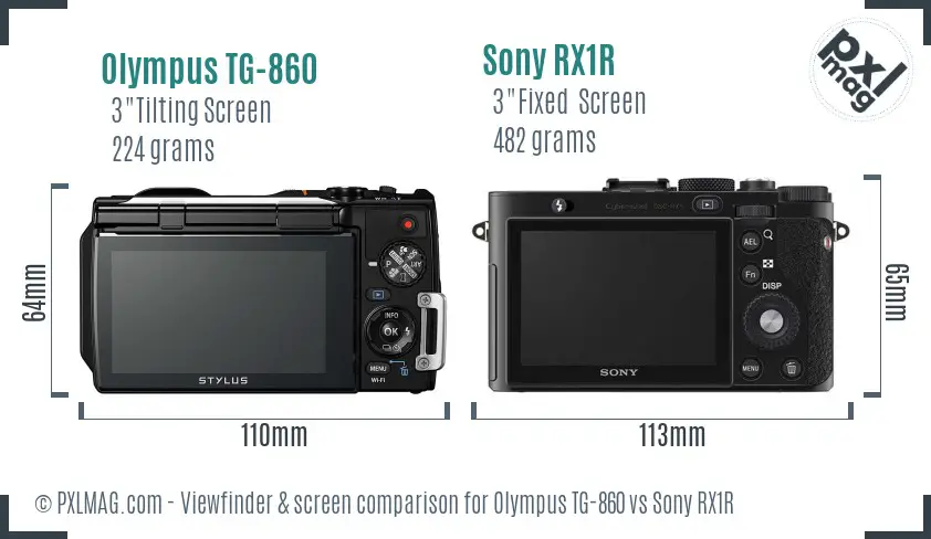 Olympus TG-860 vs Sony RX1R Screen and Viewfinder comparison