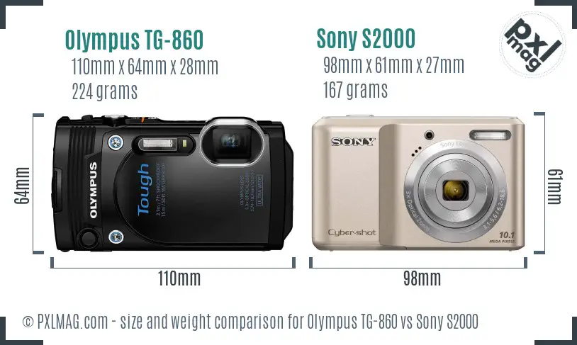 Olympus TG-860 vs Sony S2000 size comparison
