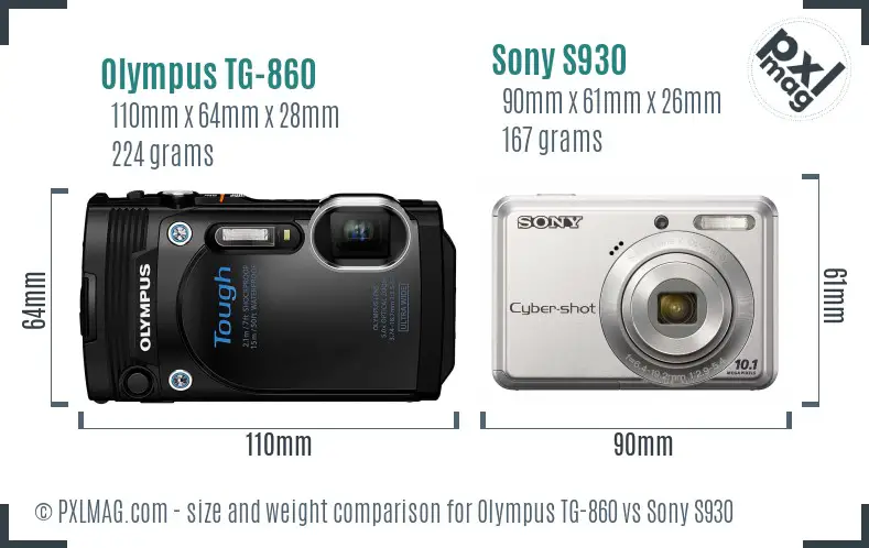 Olympus TG-860 vs Sony S930 size comparison