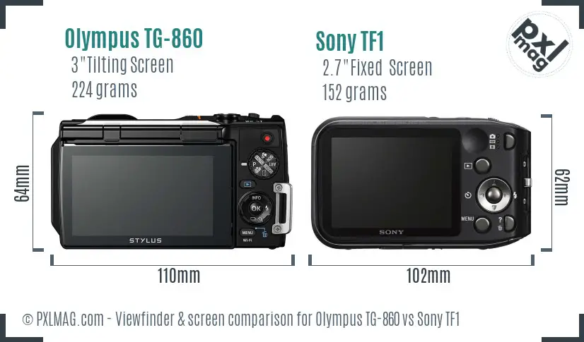 Olympus TG-860 vs Sony TF1 Screen and Viewfinder comparison