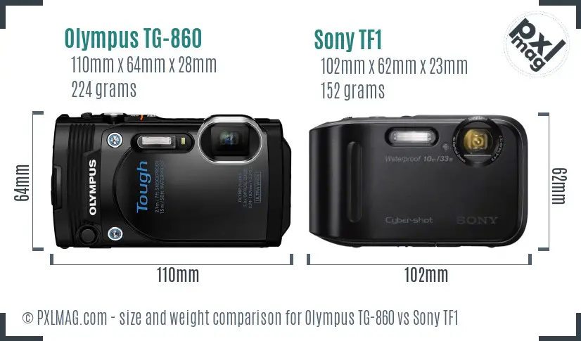 Olympus TG-860 vs Sony TF1 size comparison