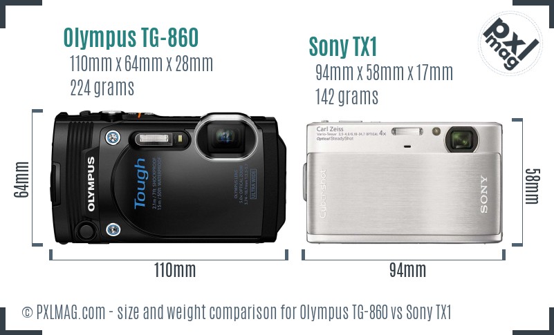 Olympus TG-860 vs Sony TX1 size comparison