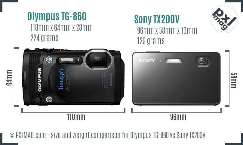 Olympus TG-860 vs Sony TX200V size comparison