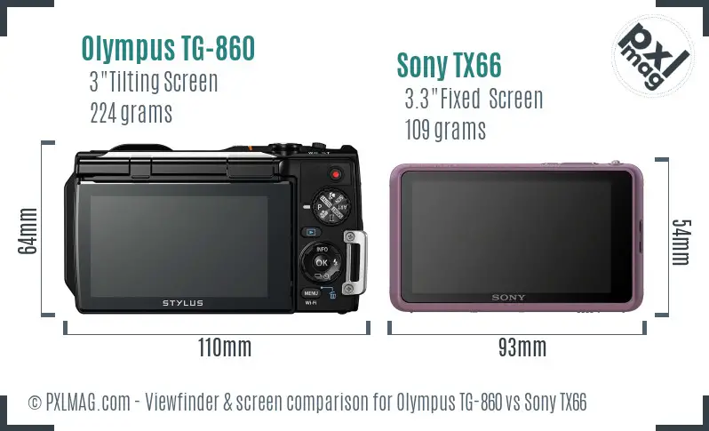 Olympus TG-860 vs Sony TX66 Screen and Viewfinder comparison