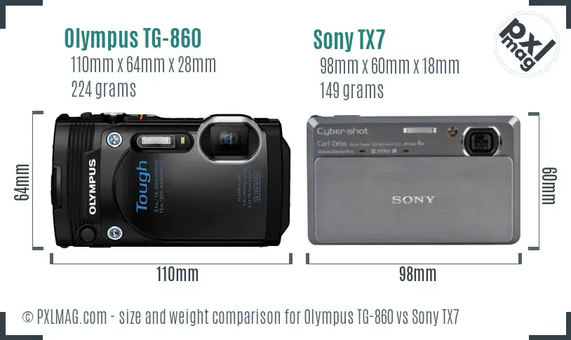 Olympus TG-860 vs Sony TX7 size comparison Olympus TG-860 vs Sony TX7 size comparison