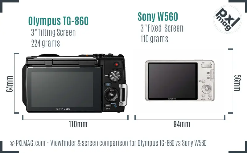 Olympus TG-860 vs Sony W560 Screen and Viewfinder comparison