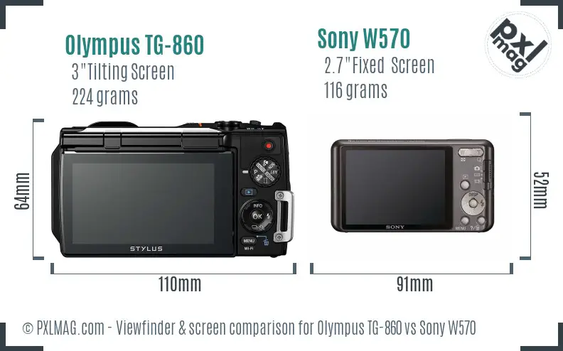 Olympus TG-860 vs Sony W570 Screen and Viewfinder comparison
