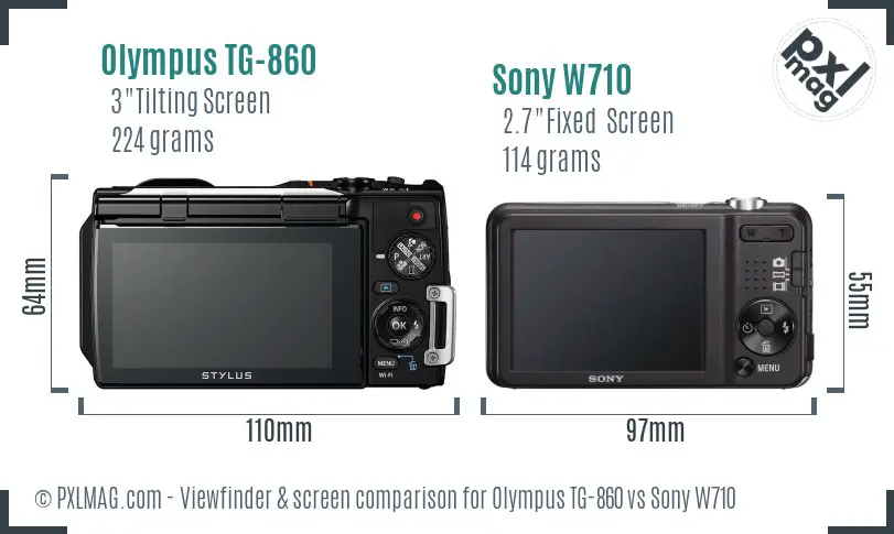 Olympus TG-860 vs Sony W710 Screen and Viewfinder comparison