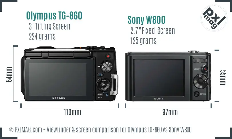 Olympus TG-860 vs Sony W800 Screen and Viewfinder comparison