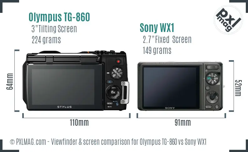 Olympus TG-860 vs Sony WX1 Screen and Viewfinder comparison