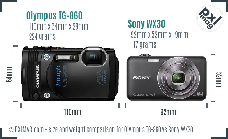 Olympus TG-860 vs Sony WX30 size comparison