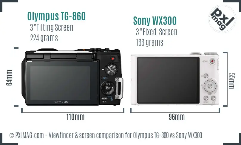 Olympus TG-860 vs Sony WX300 Screen and Viewfinder comparison