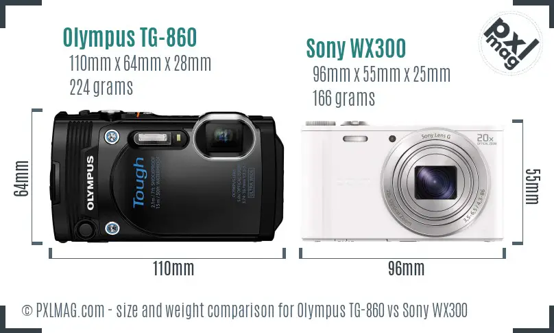 Olympus TG-860 vs Sony WX300 size comparison