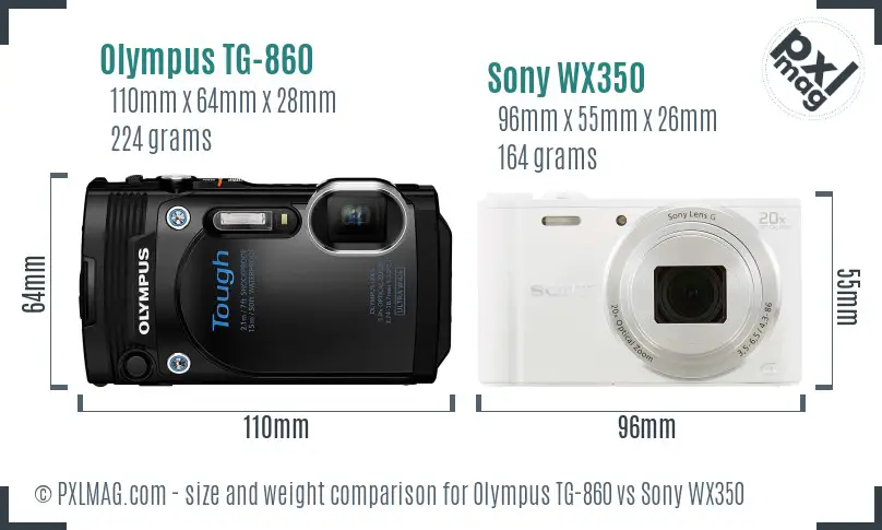 Olympus TG-860 vs Sony WX350 size comparison