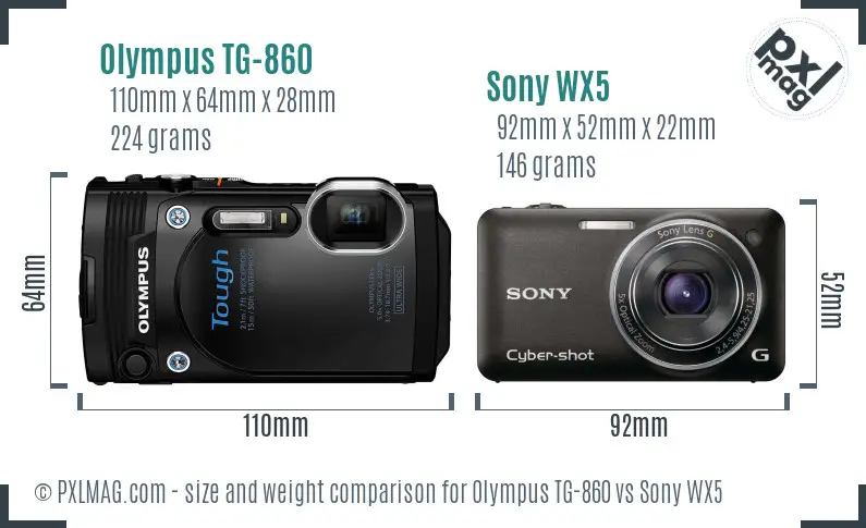Olympus TG-860 vs Sony WX5 size comparison
