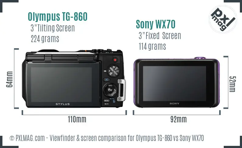 Olympus TG-860 vs Sony WX70 Screen and Viewfinder comparison