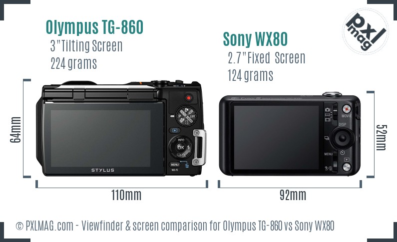 Olympus TG-860 vs Sony WX80 Screen and Viewfinder comparison