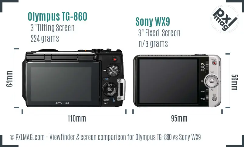 Olympus TG-860 vs Sony WX9 Screen and Viewfinder comparison