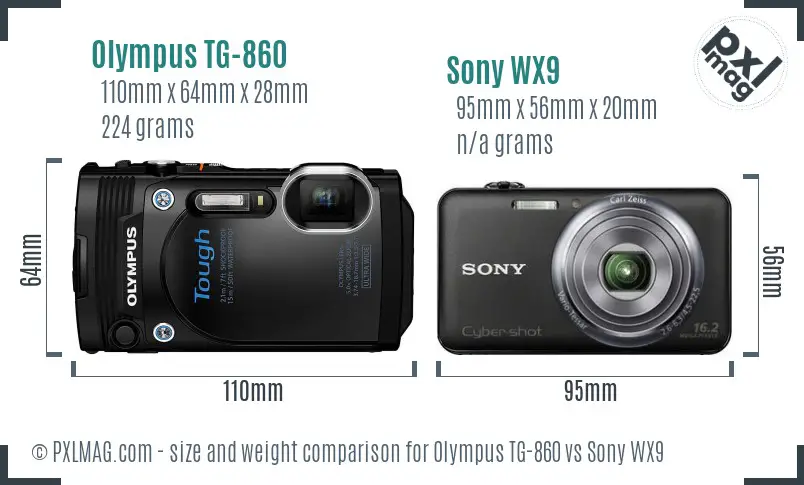 Olympus TG-860 vs Sony WX9 size comparison