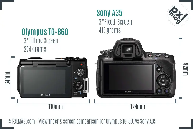Olympus TG-860 vs Sony A35 Screen and Viewfinder comparison