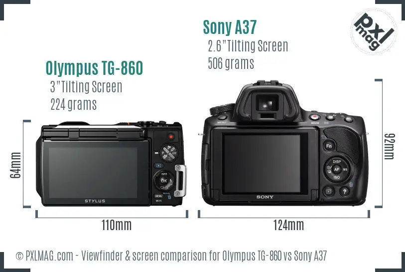 Olympus TG-860 vs Sony A37 Screen and Viewfinder comparison