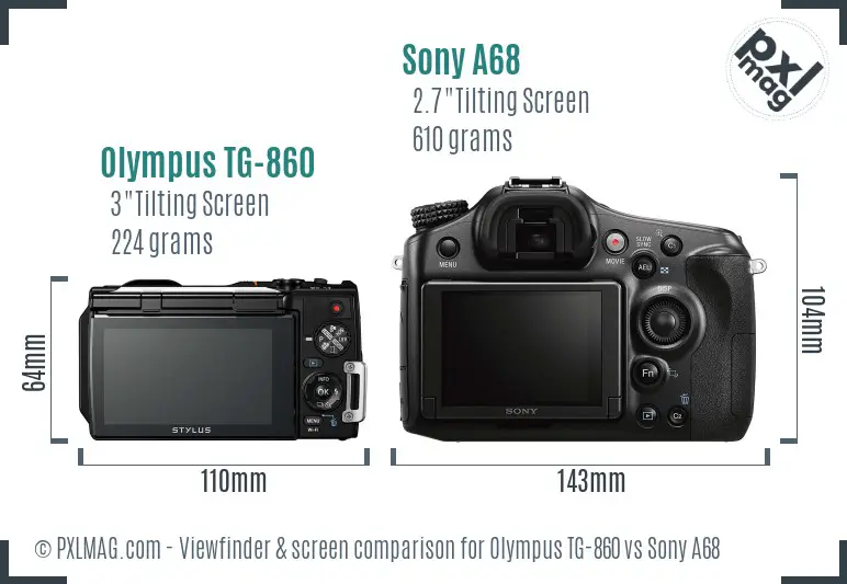 Olympus TG-860 vs Sony A68 Screen and Viewfinder comparison
