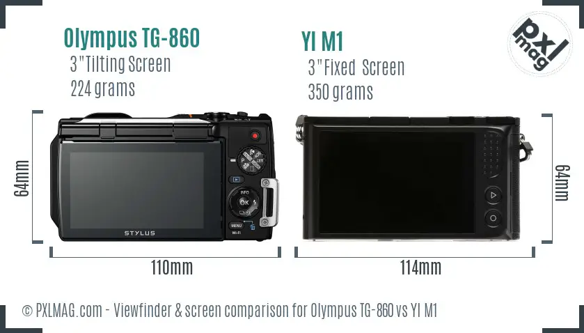 Olympus TG-860 vs YI M1 Screen and Viewfinder comparison