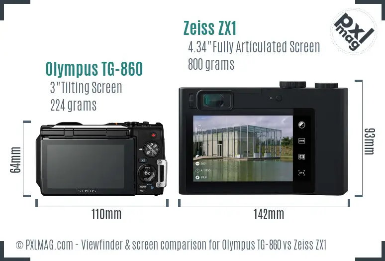 Olympus TG-860 vs Zeiss ZX1 Screen and Viewfinder comparison