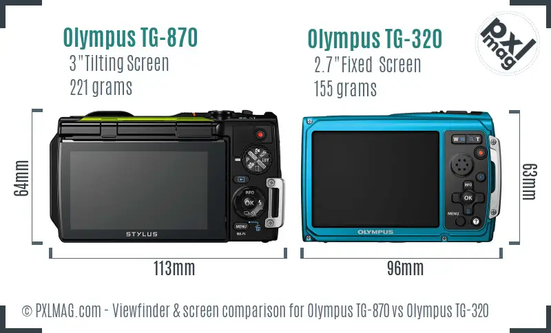 Olympus TG-870 vs Olympus TG-320 Screen and Viewfinder comparison