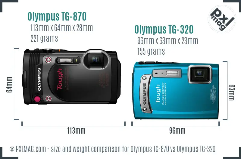 Olympus TG-870 vs Olympus TG-320 size comparison