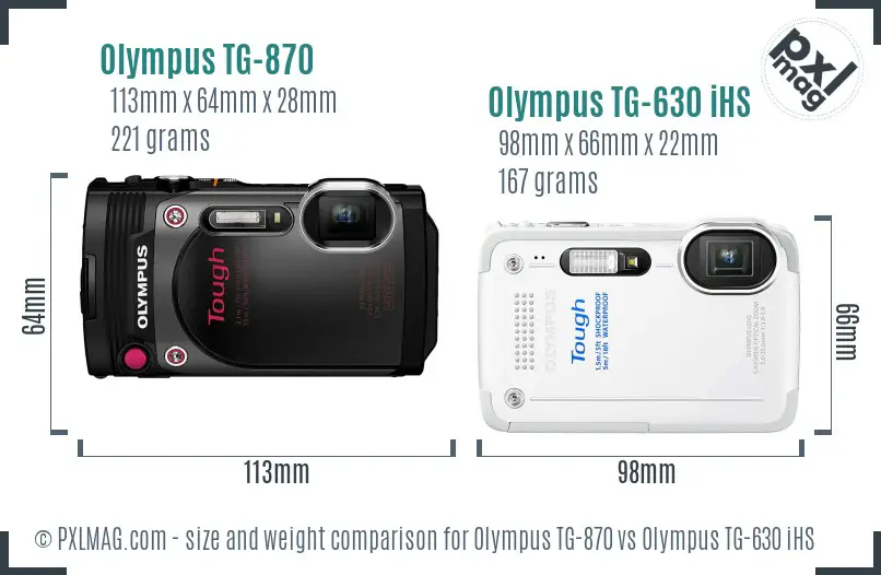 Olympus TG-870 vs Olympus TG-630 iHS size comparison