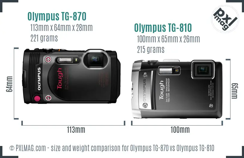 Olympus TG-870 vs Olympus TG-810 size comparison