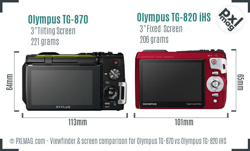 Olympus TG-870 vs Olympus TG-820 iHS Screen and Viewfinder comparison