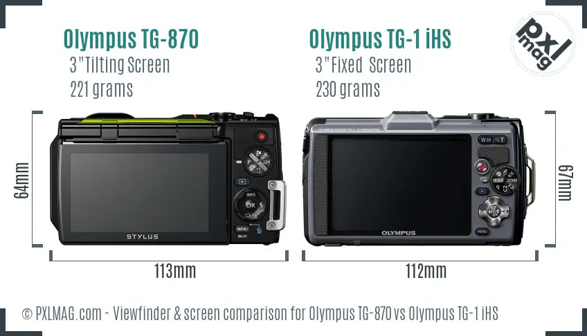 Olympus TG-870 vs Olympus TG-1 iHS Screen and Viewfinder comparison