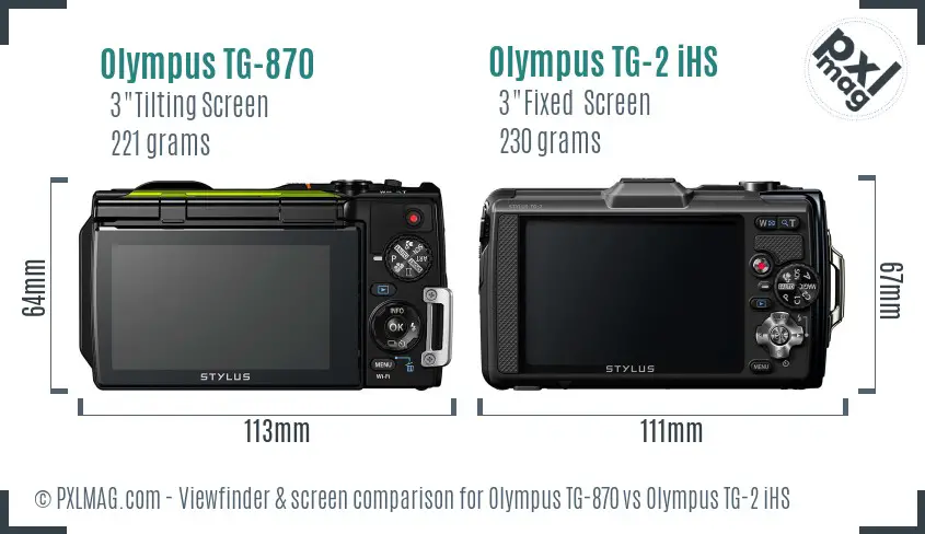 Olympus TG-870 vs Olympus TG-2 iHS Screen and Viewfinder comparison