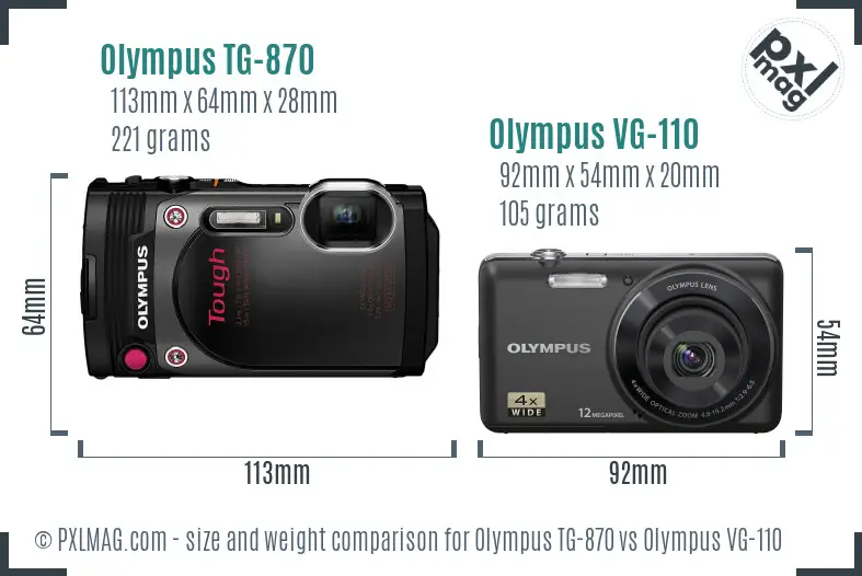Olympus TG-870 vs Olympus VG-110 size comparison