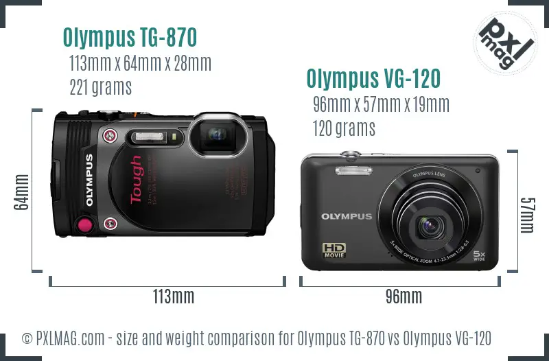 Olympus TG-870 vs Olympus VG-120 size comparison