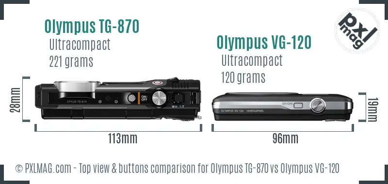 Olympus TG-870 vs Olympus VG-120 top view buttons comparison