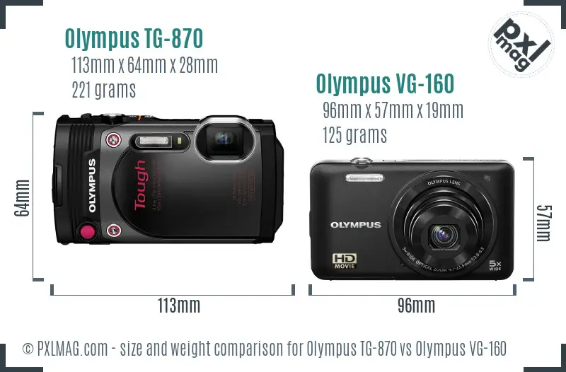 Olympus TG-870 vs Olympus VG-160 size comparison