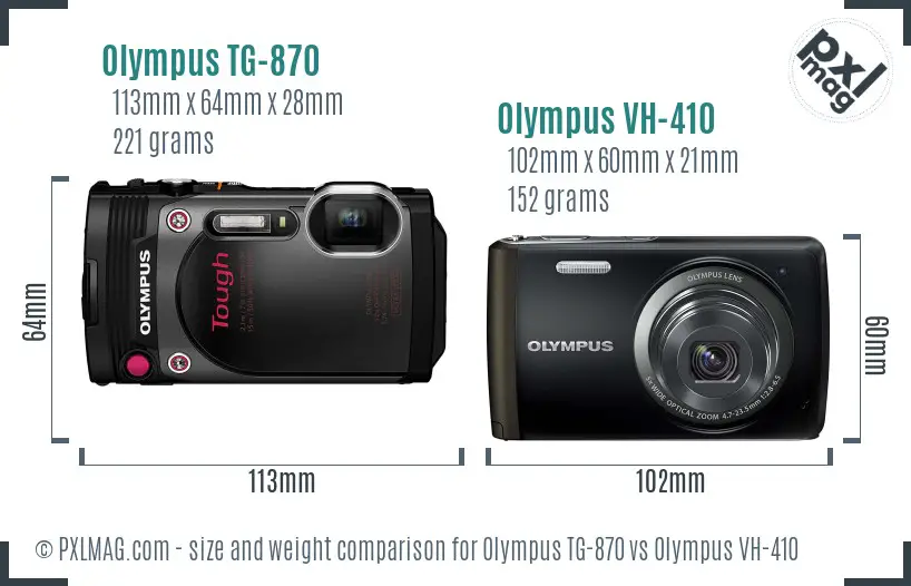 Olympus TG-870 vs Olympus VH-410 size comparison