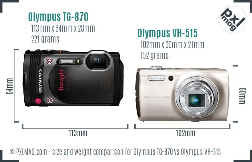 Olympus TG-870 vs Olympus VH-515 size comparison