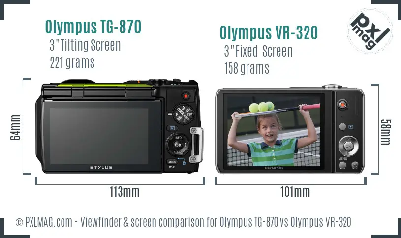 Olympus TG-870 vs Olympus VR-320 Screen and Viewfinder comparison