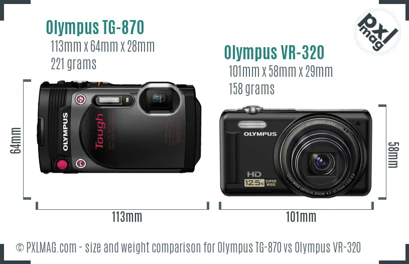 Olympus TG-870 vs Olympus VR-320 size comparison