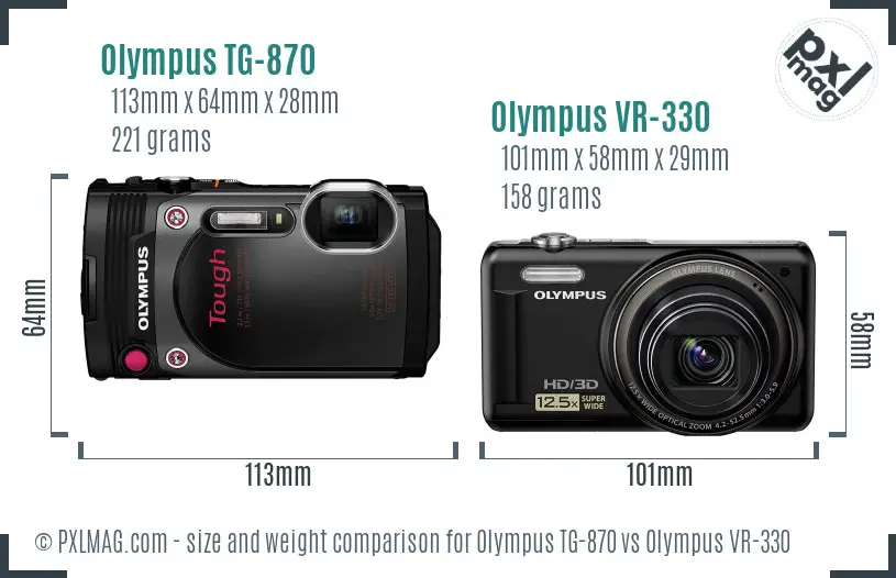 Olympus TG-870 vs Olympus VR-330 size comparison