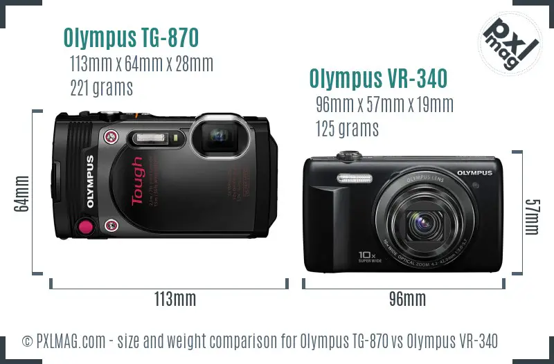 Olympus TG-870 vs Olympus VR-340 size comparison