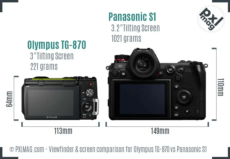 Olympus TG-870 vs Panasonic S1 Screen and Viewfinder comparison
